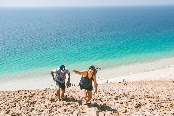 Sleeping-Bear-Dune-Half-Way-Up Sleeping bear dunes michigan