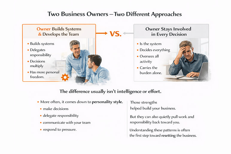 Small Biz Growth Trap Two Different Approaches Full Description Image - Two Business Owners - Two Different Approaches